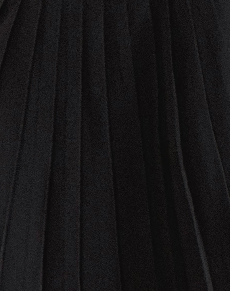 Citrani Pleated Midi Skirt in Black