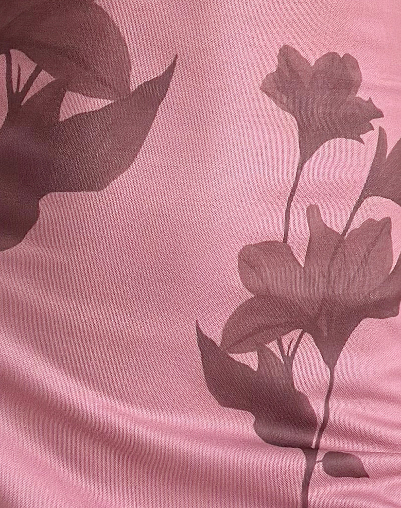 Clooney Fringe Mini Dress in Tonal Flower Mauve