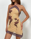 Clooney Fringe Dress in Flower Yellow Brown