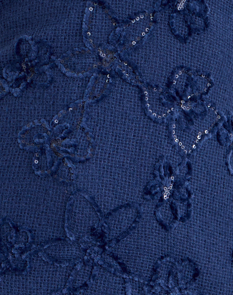 Codami Halterneck Mini Dress in Sequin Knit Navy