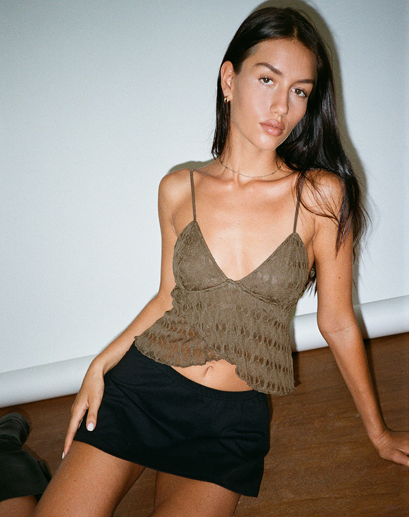 Cojira Cami Top in Textured Knit Mocha Brown