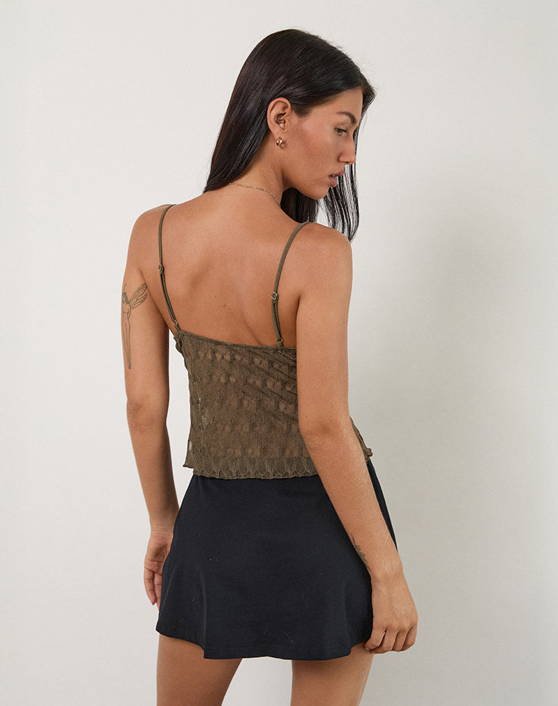 Cojira Cami Top in Textured Knit Mocha Brown