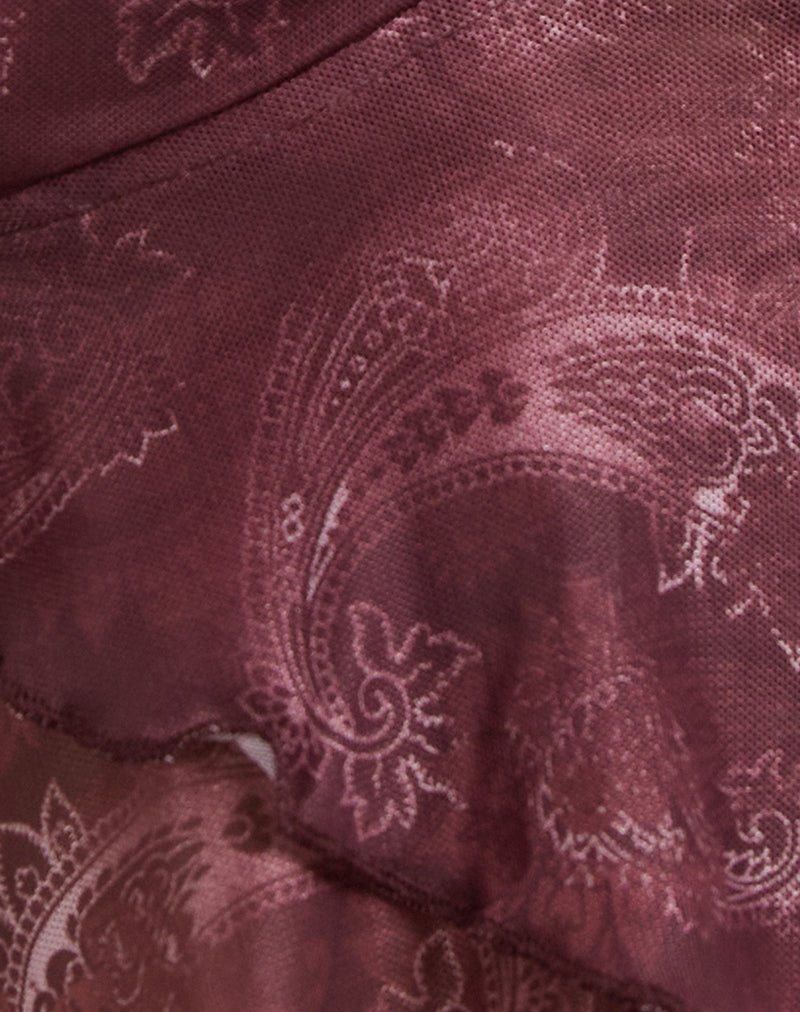 Cojira Top in Mesh Tonal Paisley Plum