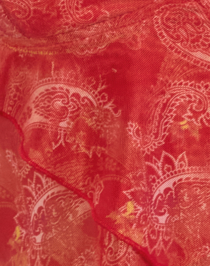 Cojira Mesh Butterfly Top in Tonal Paisley Red
