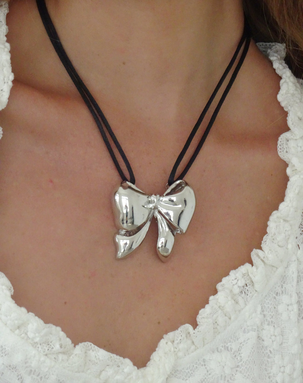 Colette Cord Big Bow Necklace by Gemini Jewels