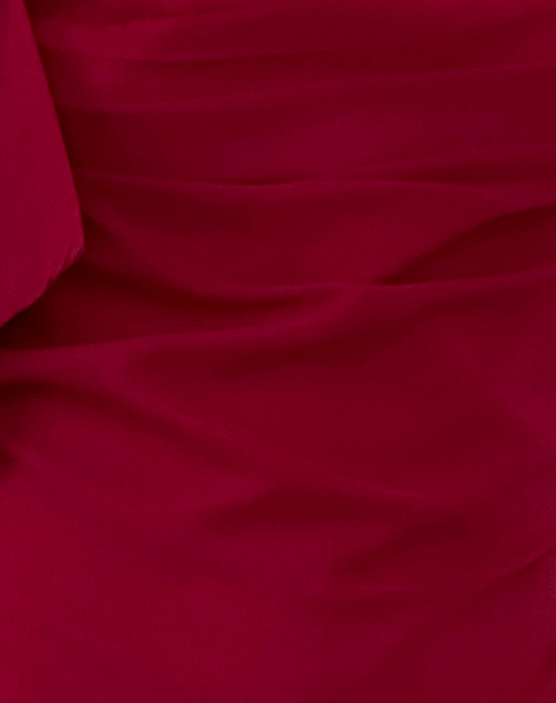 Coraline Bow Mini Dress in Burgundy