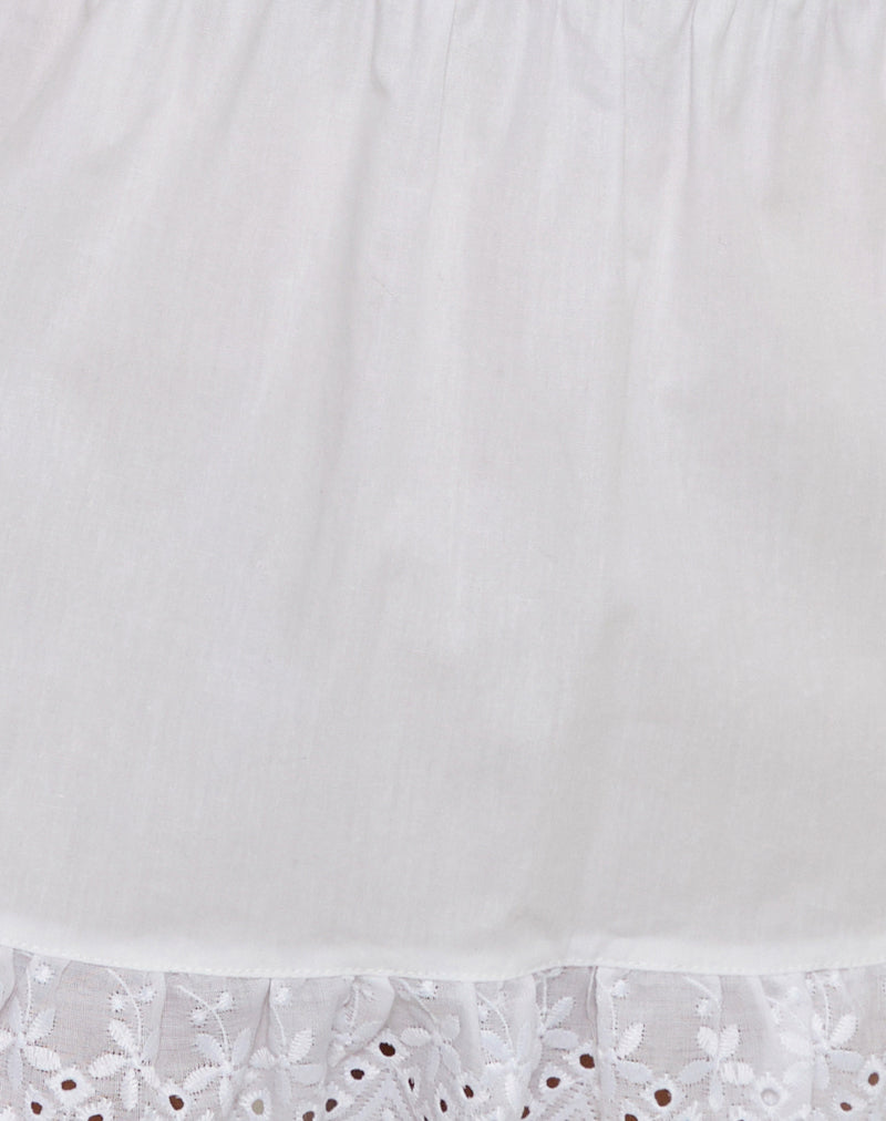 Corazon Mini Skirt in White with Lace