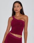 Cordia One Shoulder Top in Burgundy
