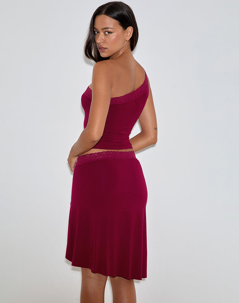 Laudine Midi Skirt in Burgundy