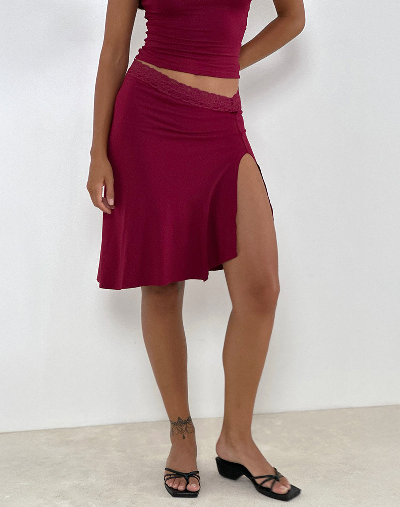 Laudine Midi Skirt in Burgundy