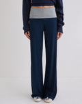 Coreta Foldover Trouser in Navy Grey Combination