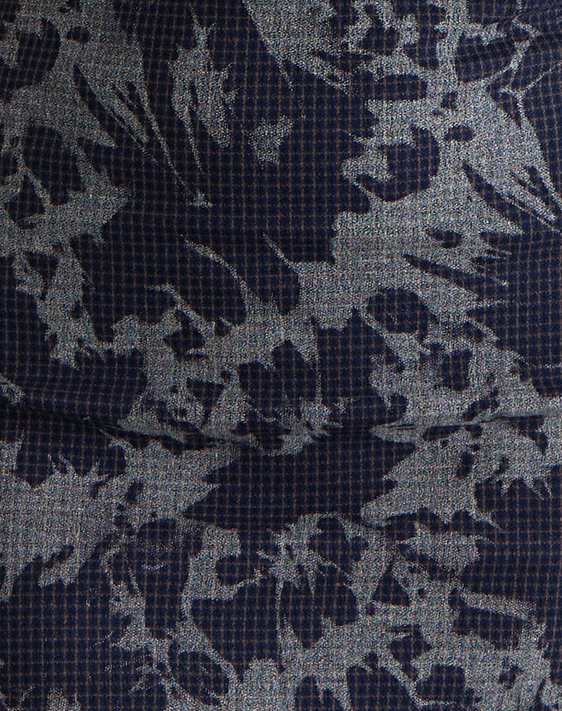 Corla Mini Dress in Check Floral Blue