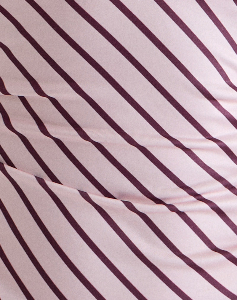 Cosimo Halter Top in Diagonal Stripe Baby Pink