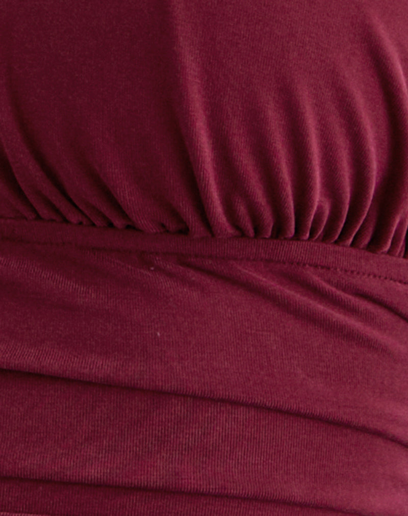 Cosimo Halterneck Top in Cupro Dark Red