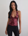 Cosio Halter Top in Mix Sequin Maroon