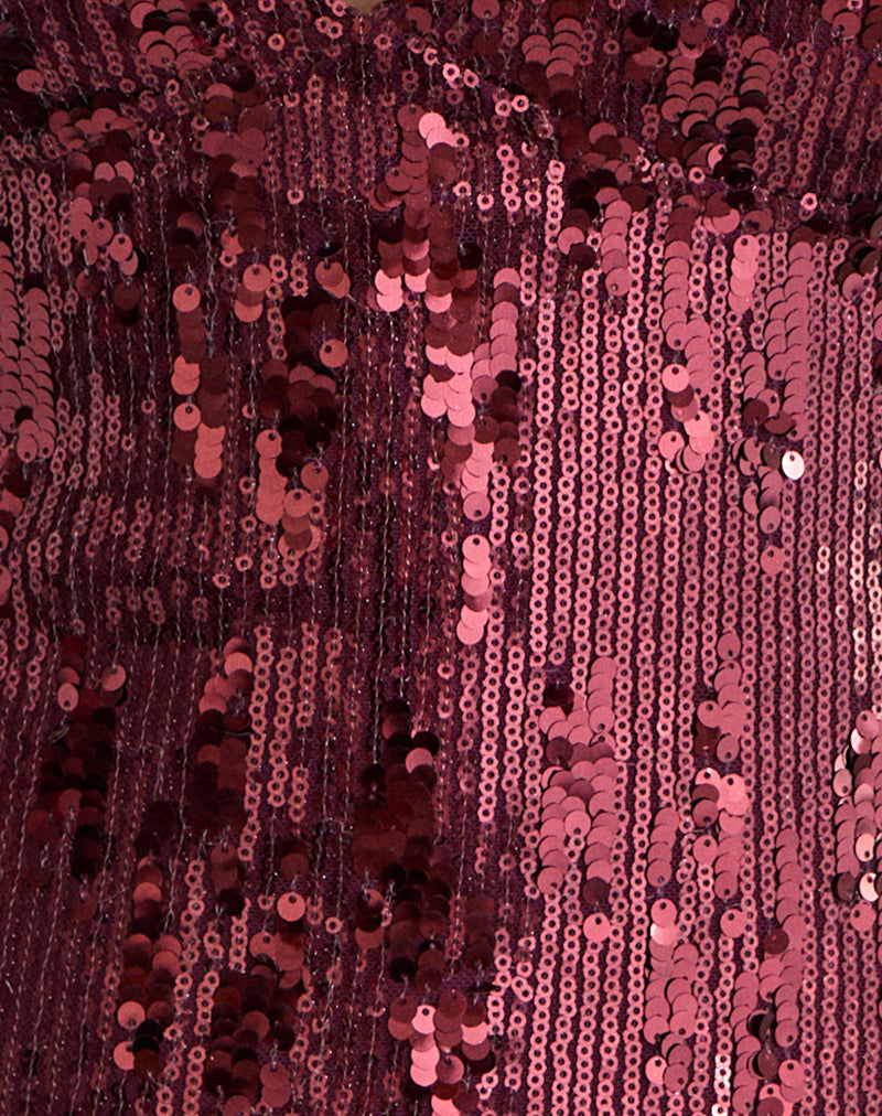 Cosio Halter Top in Mix Sequin Maroon