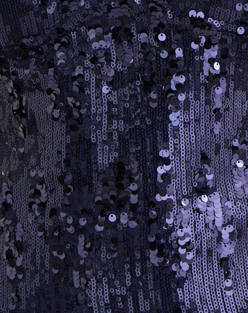 Cosio Halter Top in Mix Sequin Navy