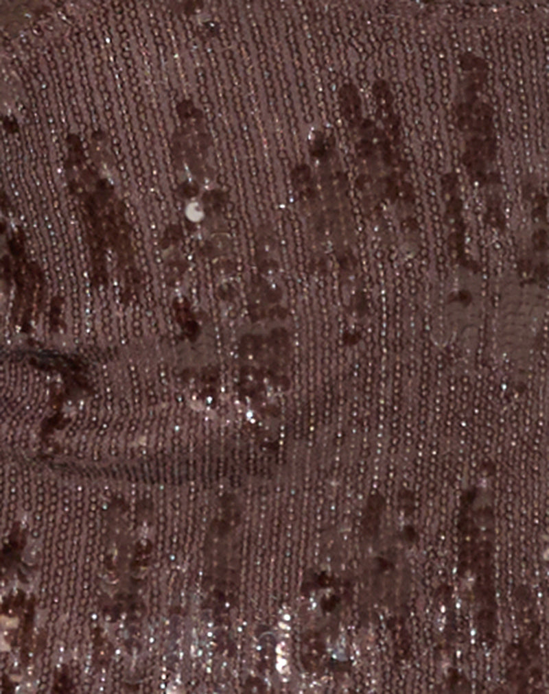 Cosio Halterneck Top in Mixed Sequin Brown