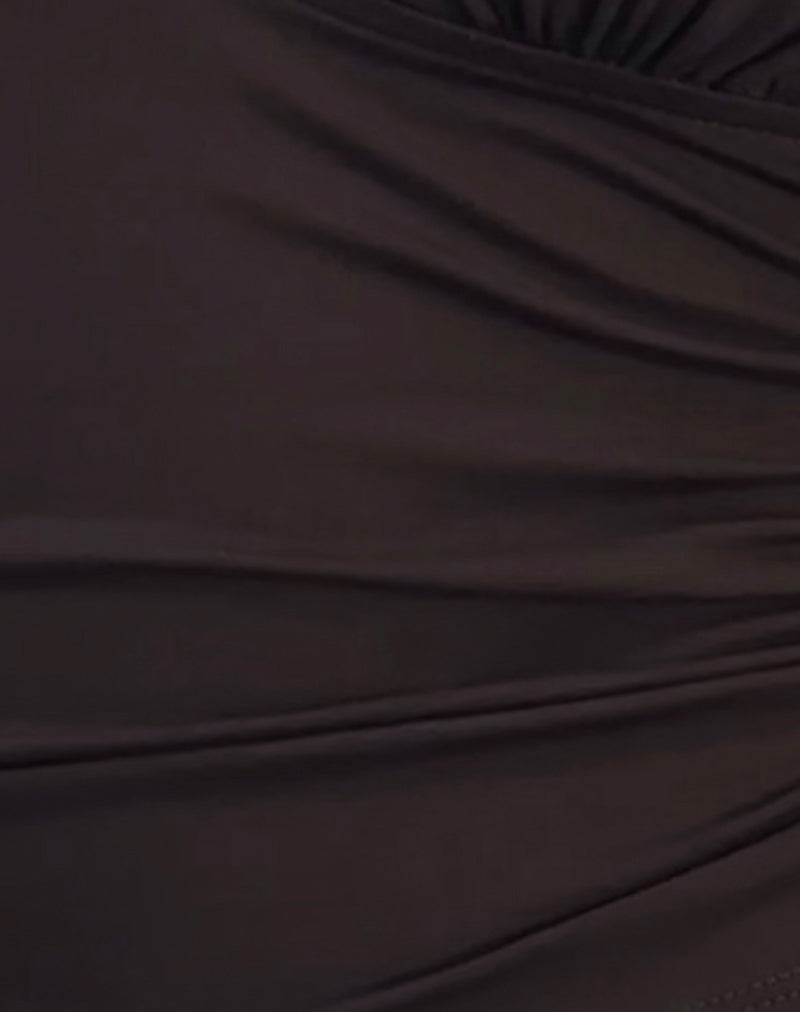 Cosmo Halterneck Top in Jersey Chocolate Brown