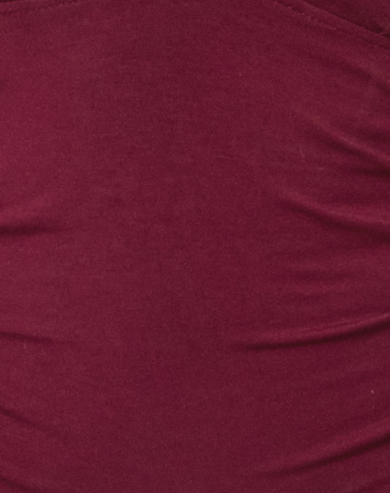 Cosmo Halterneck Top in Jersey Burgundy