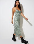 Cotina Midi Dress in Sage Flower Buds Black Flock