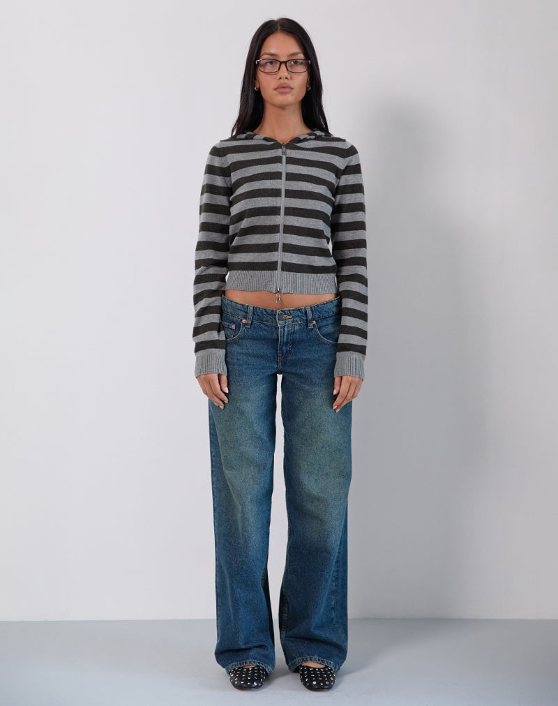 Cozyra Hooded Jacket in Stripe Grey