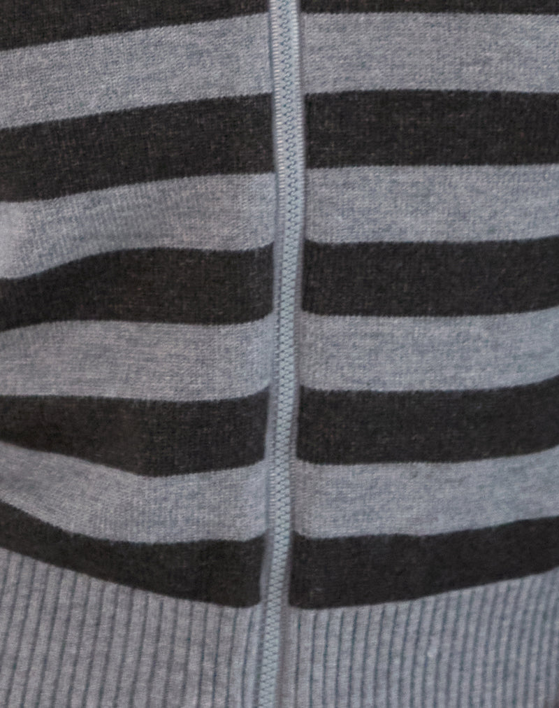 Cozyra Hooded Jacket in Stripe Grey