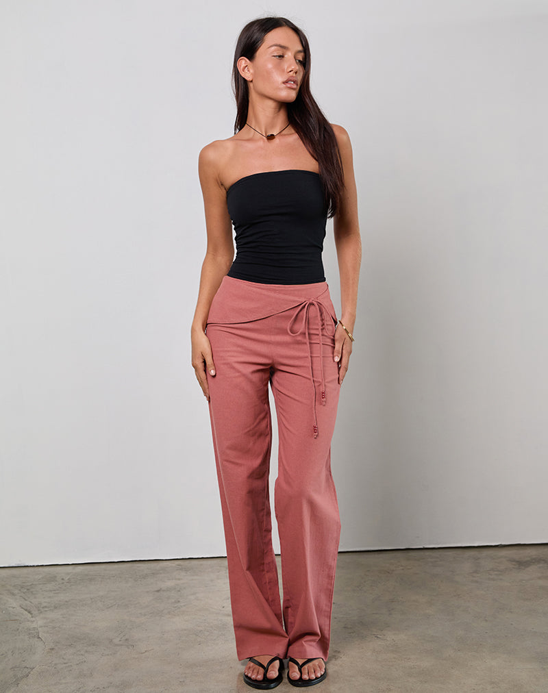 Cursa Trouser with Belt in Linen Tuscan Red