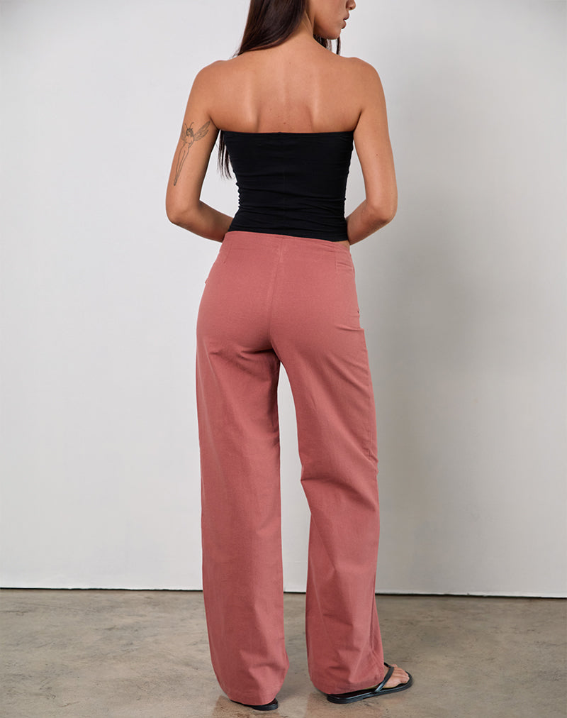 Cursa Trouser with Belt in Linen Tuscan Red
