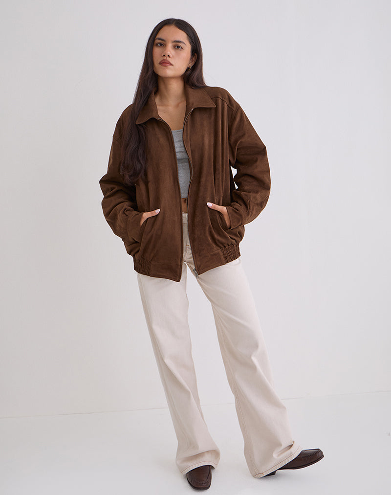 Cavita Jacket in Faux Suede Brown