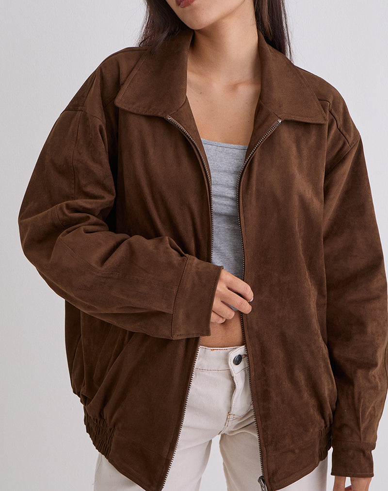 Cavita Jacket in Faux Suede Brown