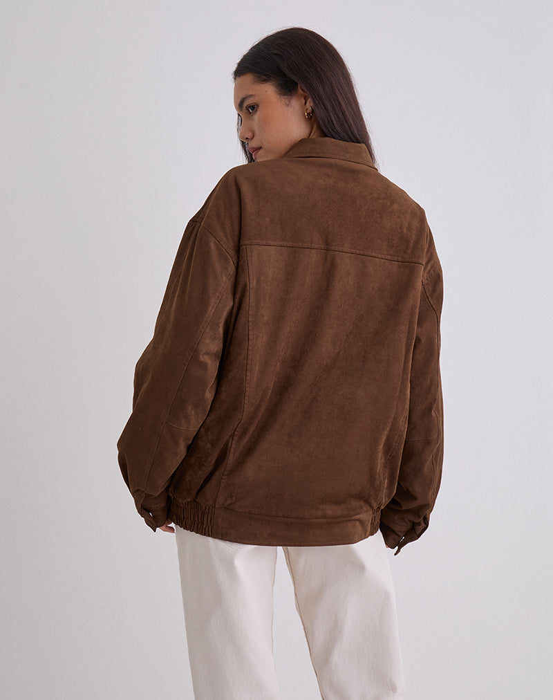 Cavita Jacket in Faux Suede Brown