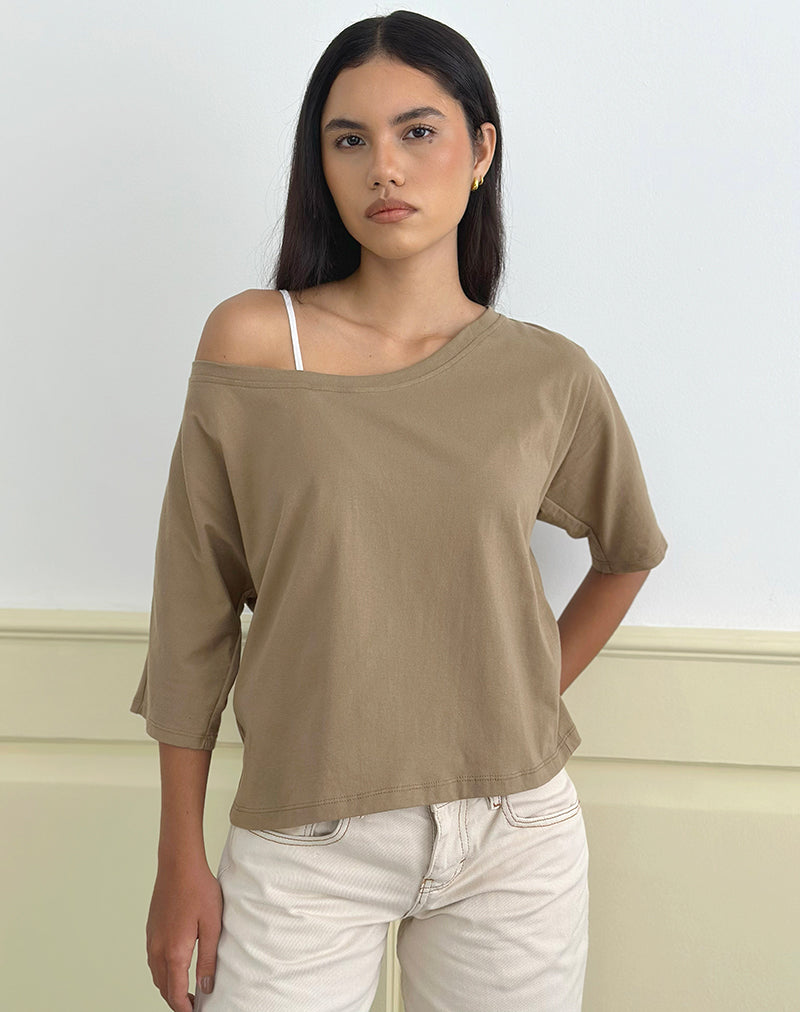 Daimin Off the Shoulder Top in Jersey Khaki