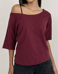 Daimin Off the Shoulder Top in Jersey Maroon