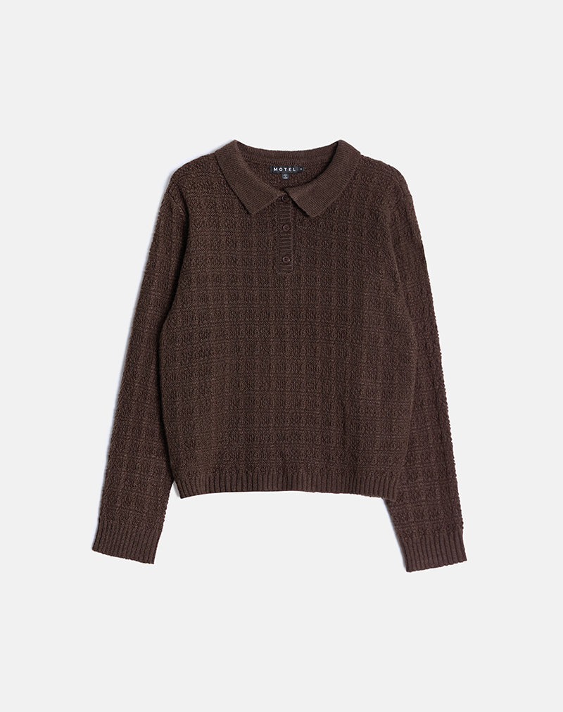 Dalina Knit Jumper in Check Brown