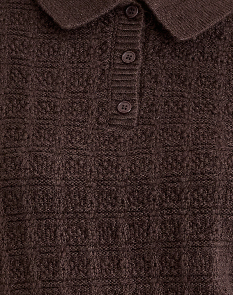 Dalina Knit Jumper in Check Brown