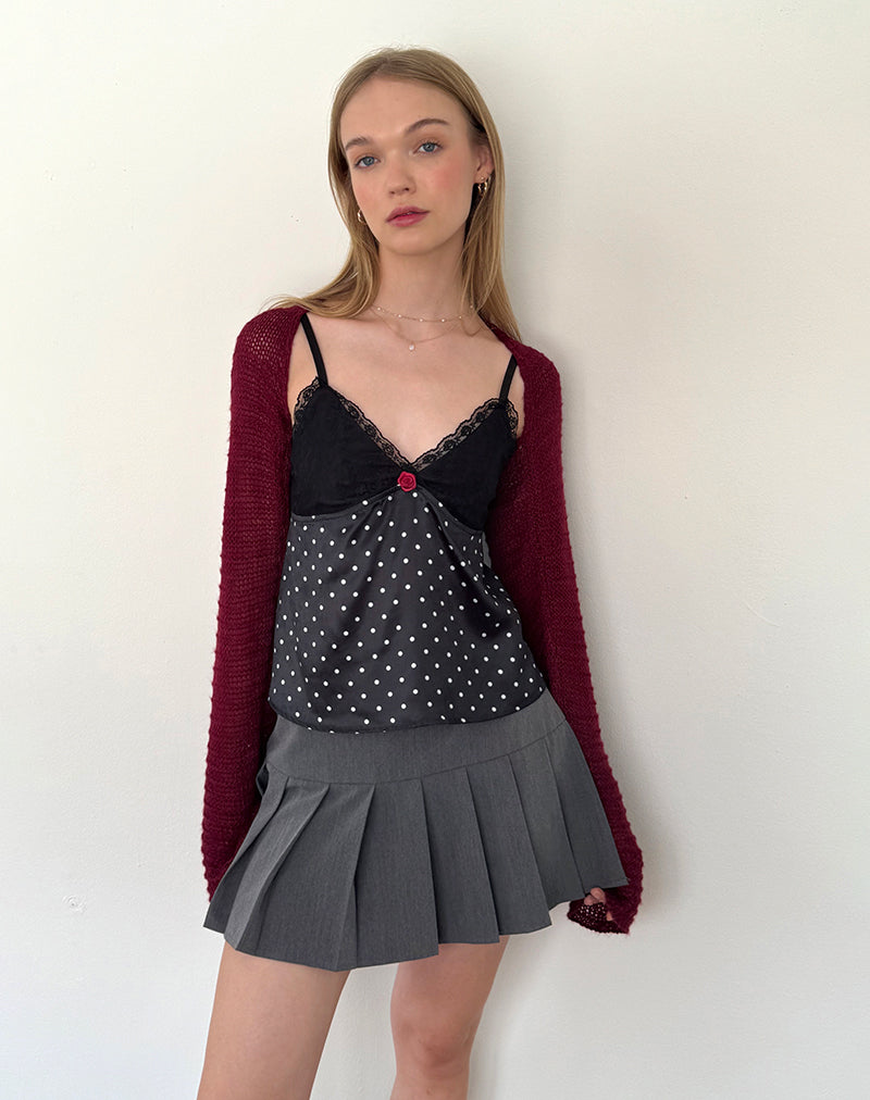 Dalinda Cami Top in Black Polka Dot Satin