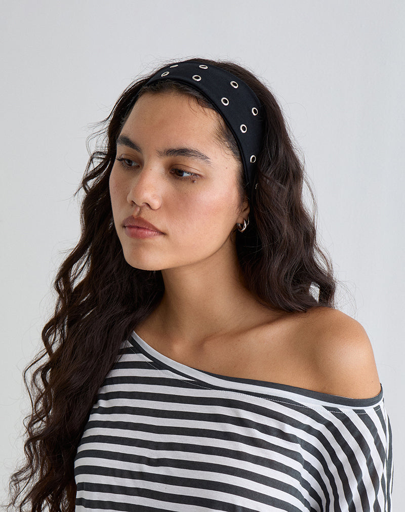 Eyelet Headband in Black