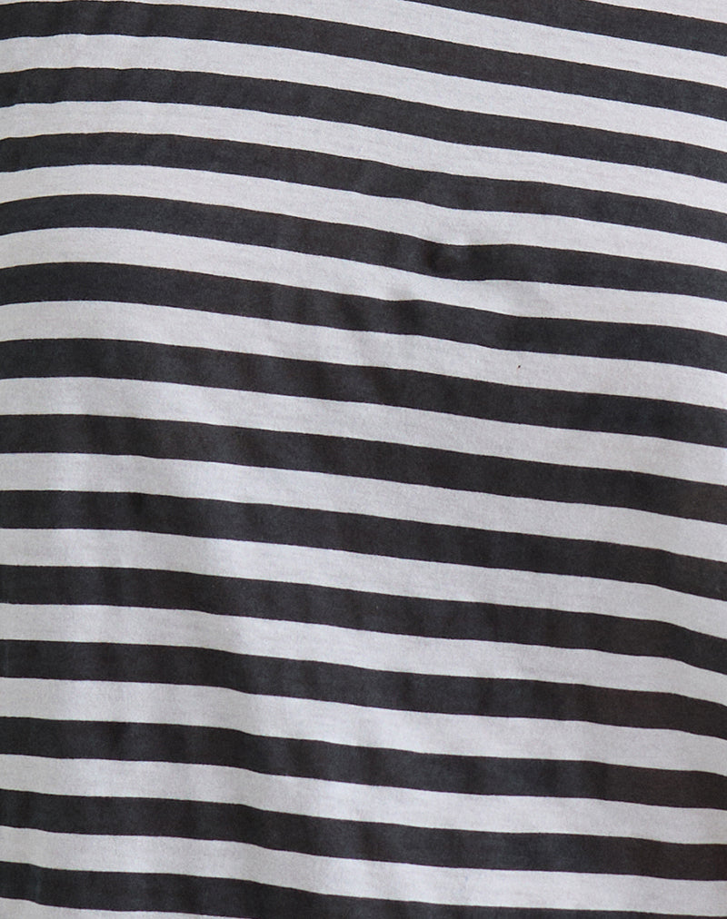 Daman Off Shoulder Basic Top in Ivory with Charcoal Stripe