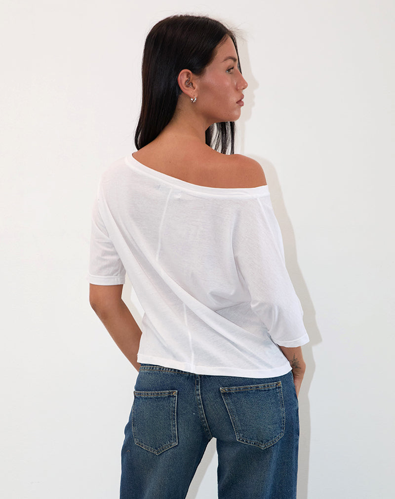 Daman Off Shoulder Basic Jersey Top in White
