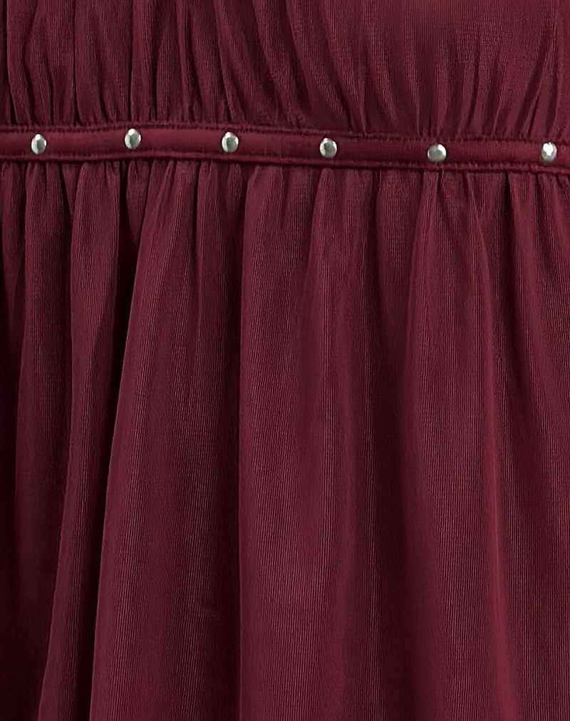 Damaris Cami Top in Wine with Studs