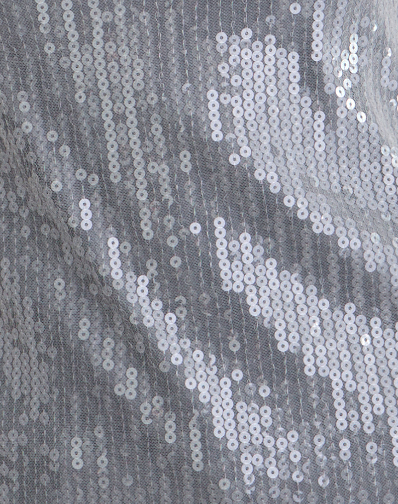 Damske Vest Top in Clear Tinted Sequin Grey