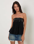 Danuta Longline Bandeau Top in Sequin Black