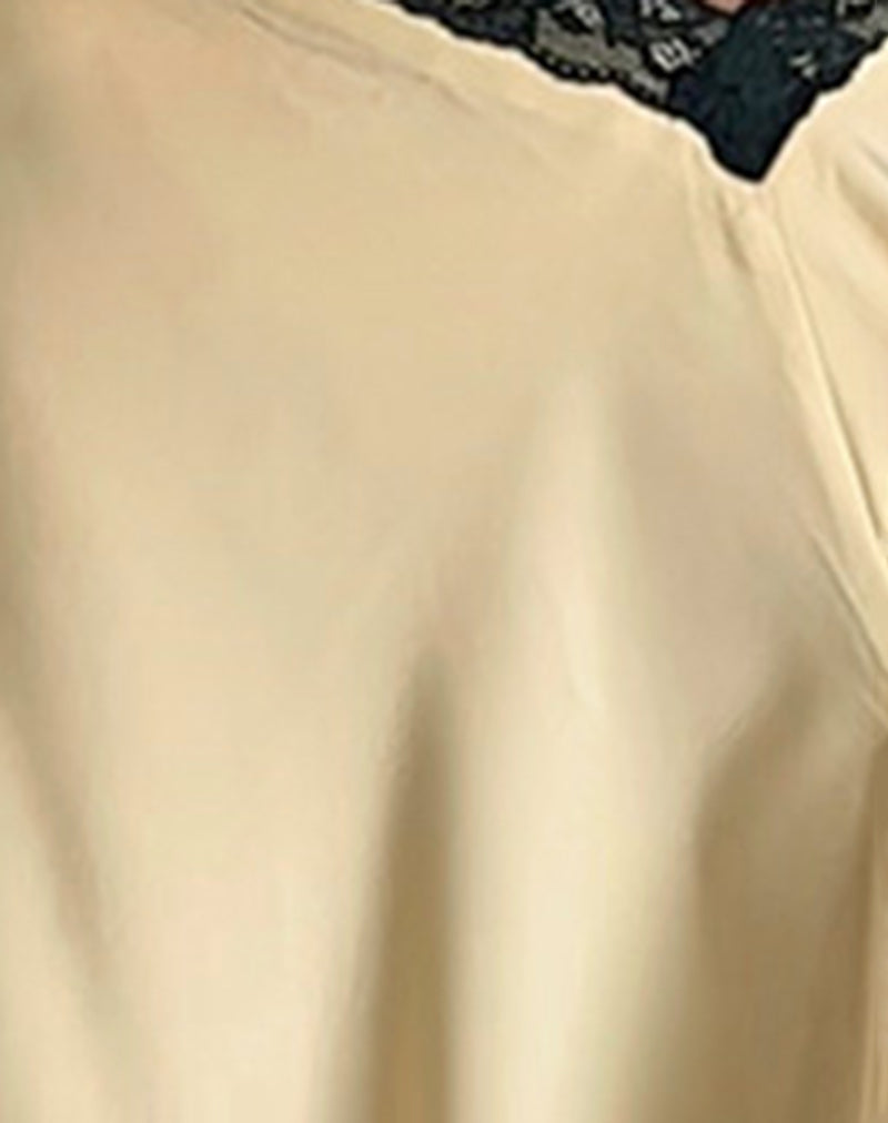 Houda Midi Skirt in Buttermilk with Grey Lace