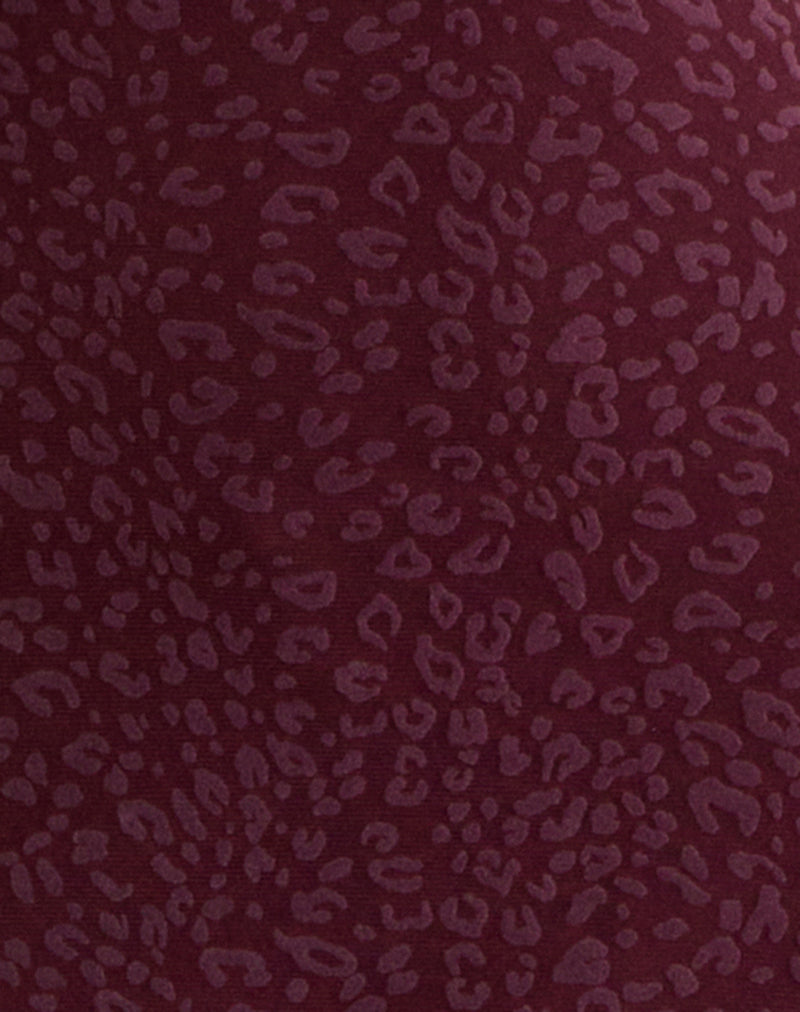 Dasa Long Sleeve Mini Dress in Flock Mini Leopard Plum