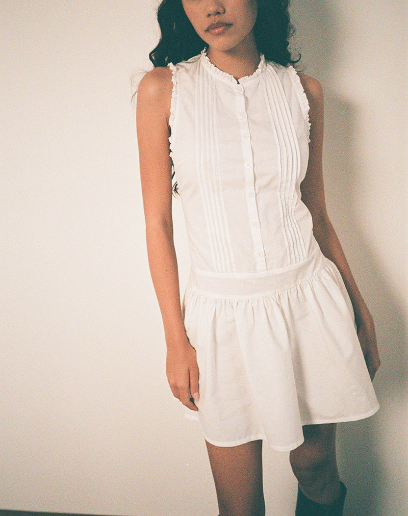 Dayara Mini Dress in Poplin White
