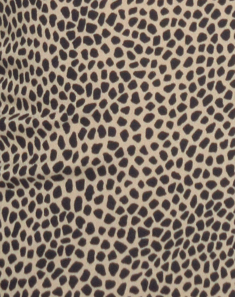 Delaine Halterneck Mini Dress in Croc Tan