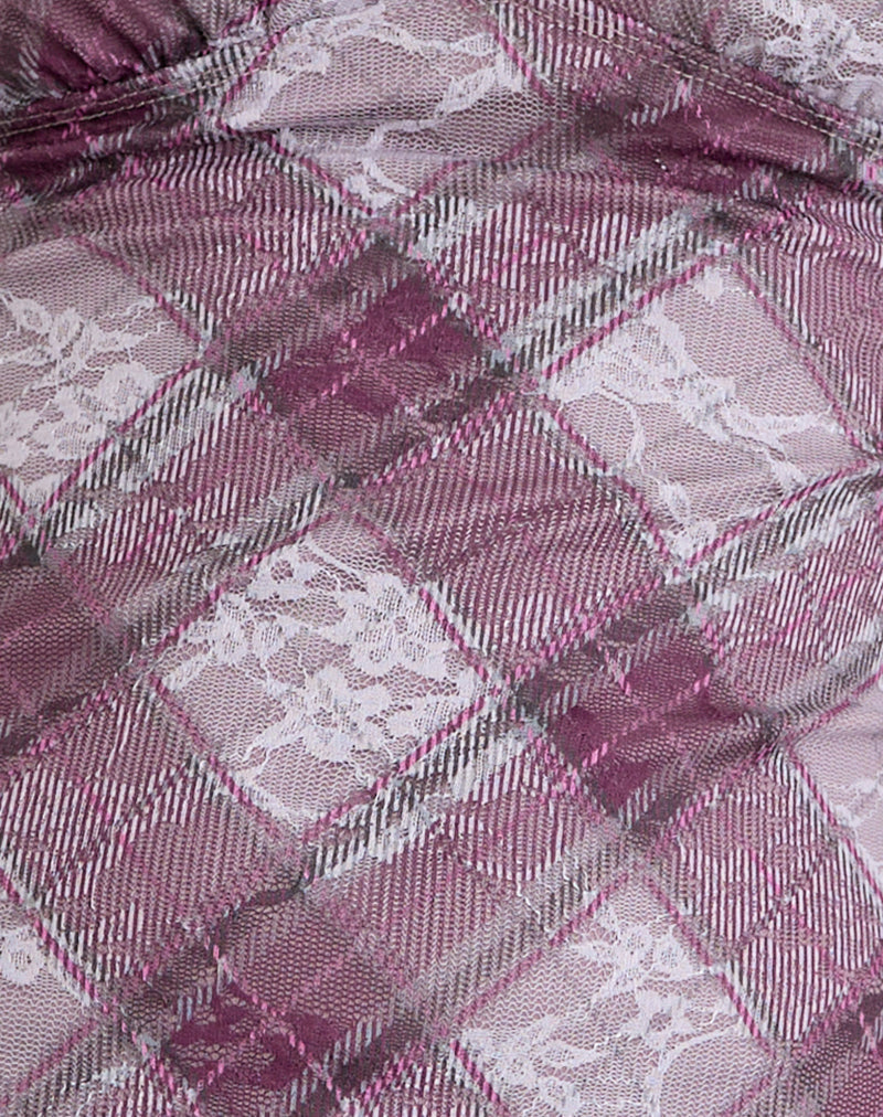 Delos Ruffle Mini Dress in Country Check