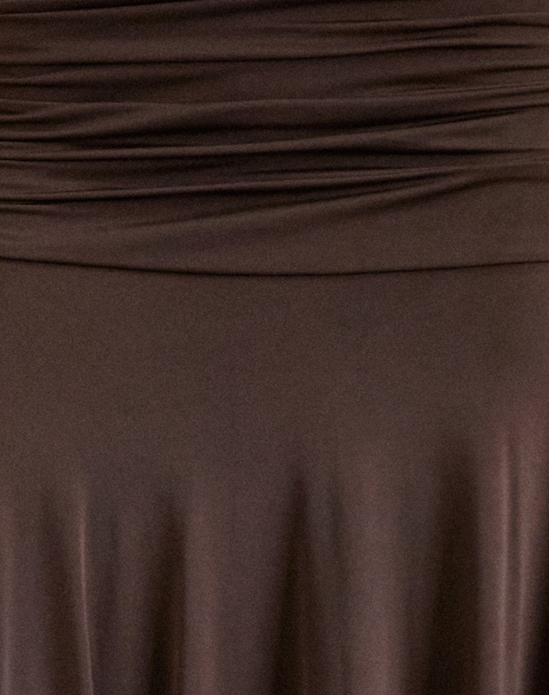 Delta Midi Skirt in Slinky Chocolate