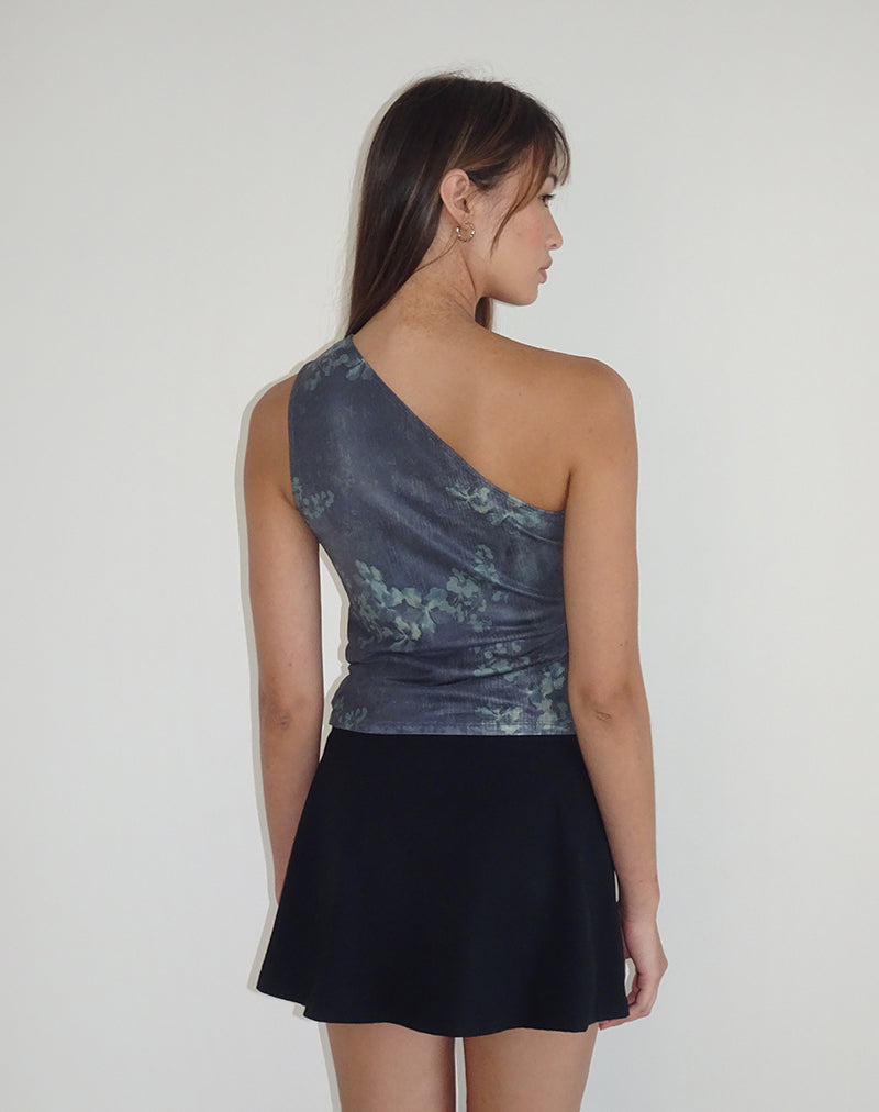 Derse One Shoulder Top in Faded Botanical Green